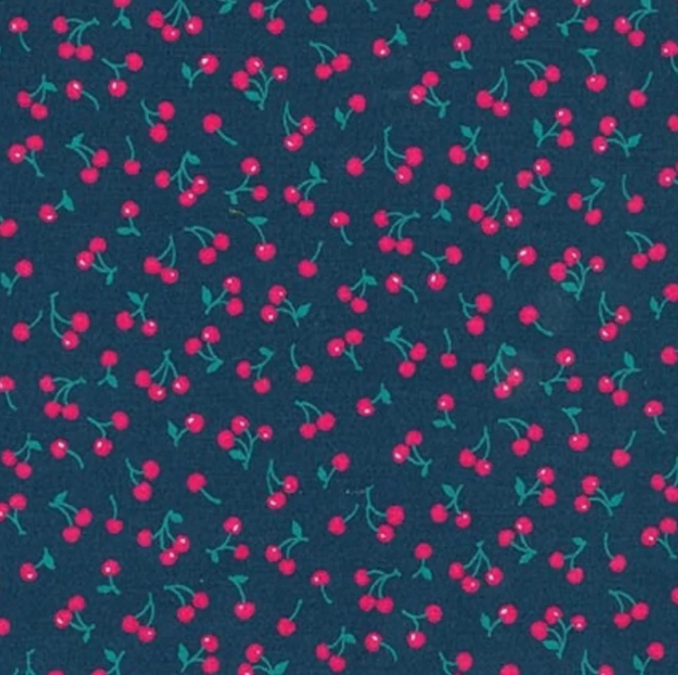 Robert Kaufman - Sevenberry Petite Classics - Cherry - Navy - Fabric by the half yard
