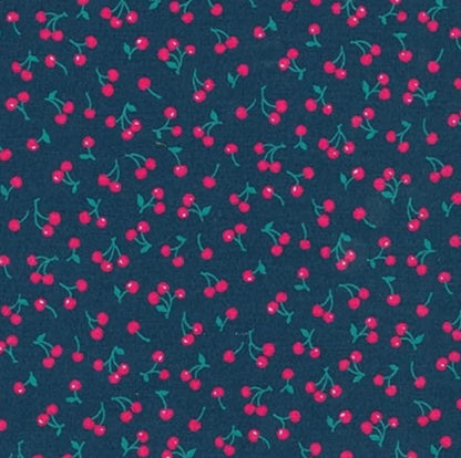 Robert Kaufman - Sevenberry Petite Classics - Cherry - Navy - Fabric by the half yard