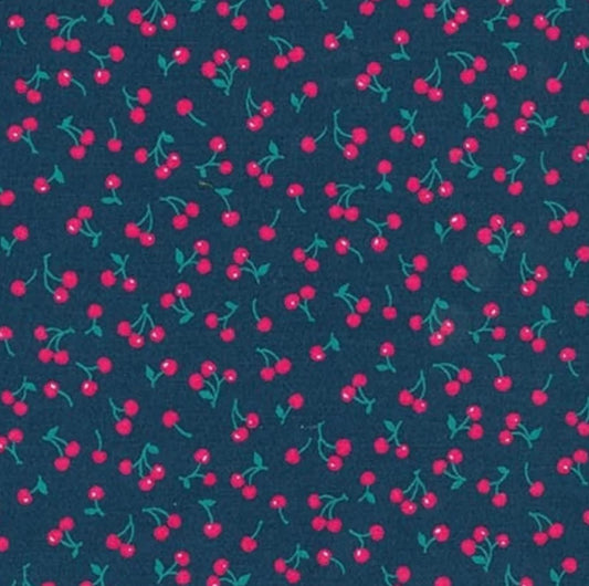 Robert Kaufman - Sevenberry Petite Classics - Cherry - Navy - Fabric by the half yard