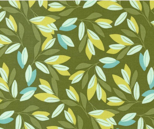 Moda - Willow - Leaves - Green - by 1 Canoe 2 - Fabric by the Half Yard