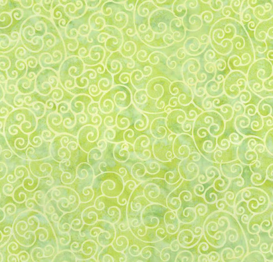 Riley Blake - Expressions Batiks Radiant Flourish Palm Lime - Hand Dyed Batik Quilting fabric by the half yard BT23383-320