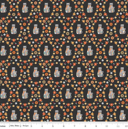 Riley Blake - Haunted Adventure - Spooky Kitties - Charcoal - C13112 - Fabric by the half yard