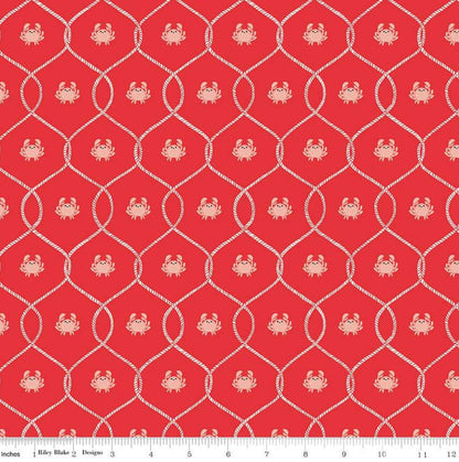 Riley Blake - Lost at Sea - Happy Crabs - Red Poppy Nautical - C13404-POPPY - Fabric by the half yard