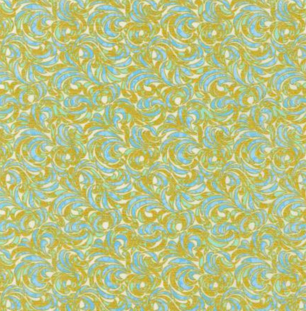 Robert Kaufman - Midnight Nectar - Swirls Sea Glass Metallic - Fabric by the half yard