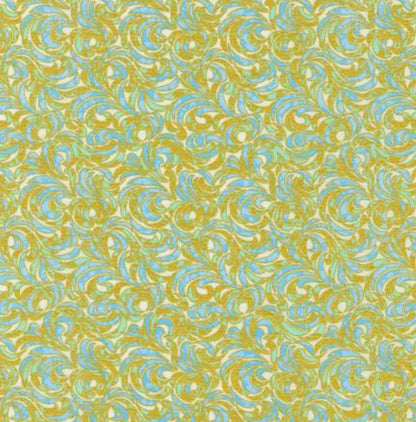 Robert Kaufman - Midnight Nectar - Swirls Sea Glass Metallic - Fabric by the half yard