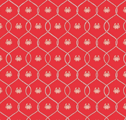 Riley Blake - Lost at Sea - Happy Crabs - Red Poppy Nautical - C13404-POPPY - Fabric by the half yard