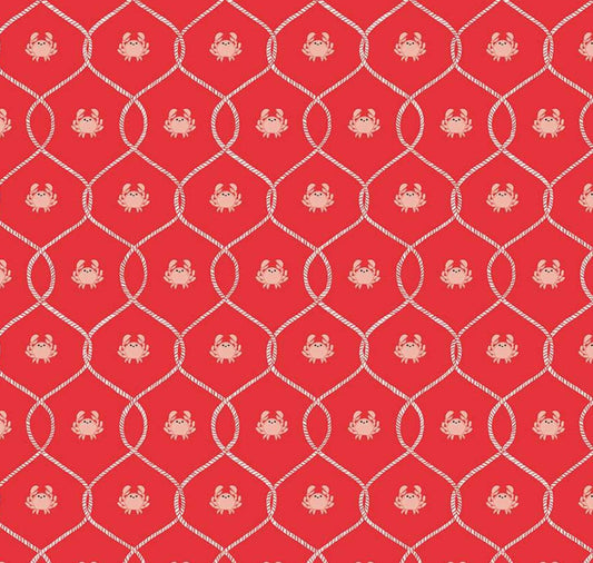 Riley Blake - Lost at Sea - Happy Crabs - Red Poppy Nautical - C13404-POPPY - Fabric by the half yard