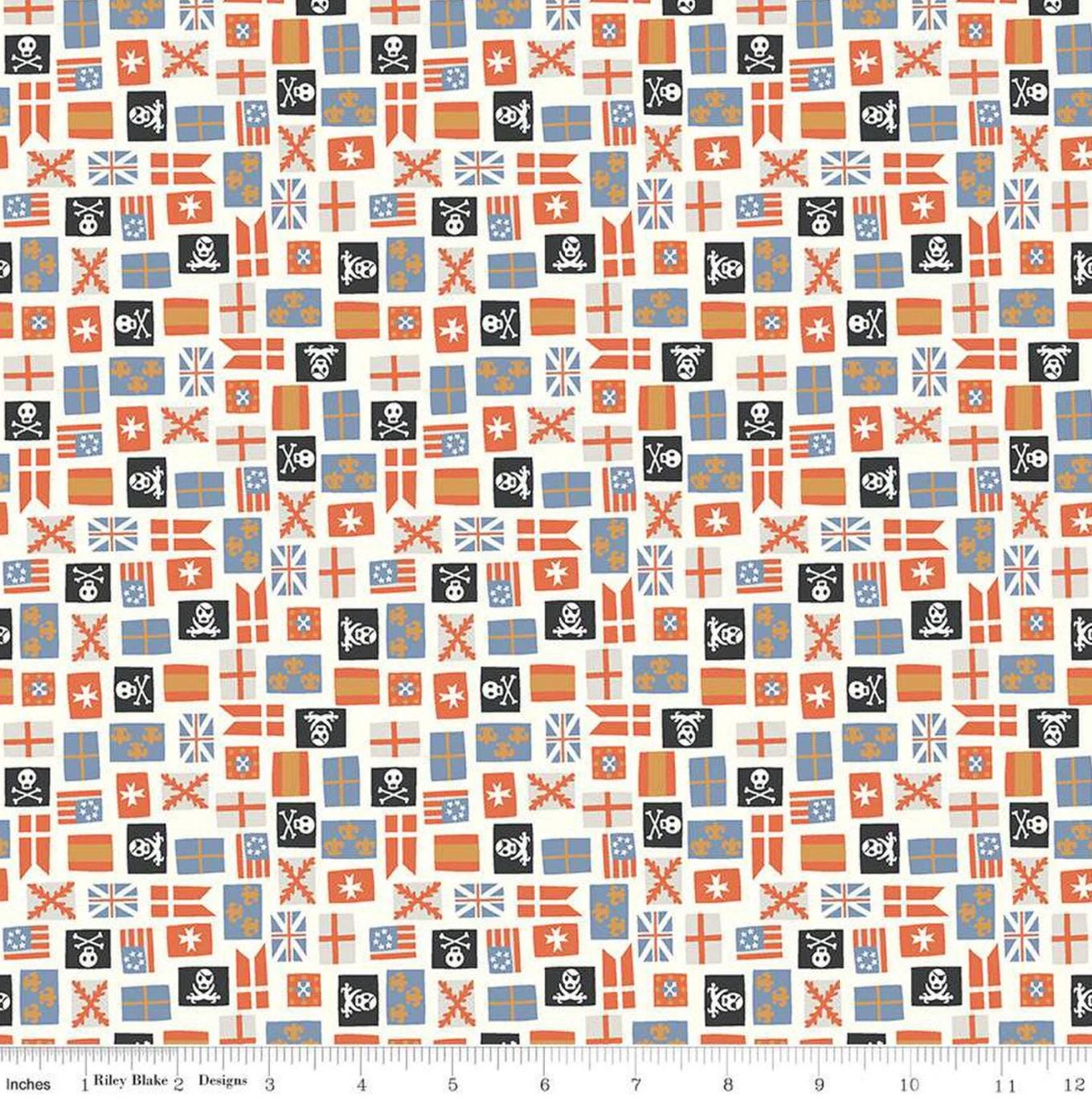 Riley Blake - Hoist the Sails by Rachel Erickson - Pirate Flags - Fabric by the half yard