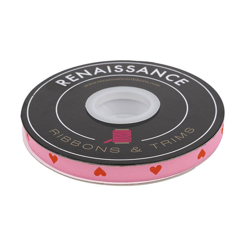 Ruby Star Society - Hearts 3/8" Inch Wide Jacquard Ribbon in Sorbet by Melody Miller for Renaissance Ribbon - By the HALF Yard