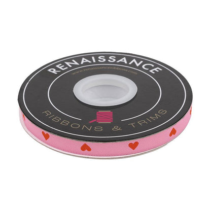 Ruby Star Society - Hearts 3/8" Inch Wide Jacquard Ribbon in Sorbet by Melody Miller for Renaissance Ribbon - By the HALF Yard