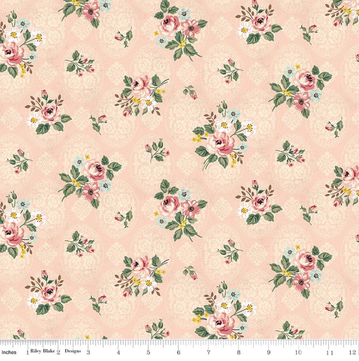Riley Blake - Rose & Violet's Bouquet des Fleurs Posy Blush - C17291-BLUSH - Fabric by the half yard