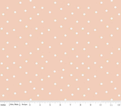 Riley Blake - Sunflower Whispers - Blush Dots C16673-BLUSH Quilting Cotton Fabric by the HALF yard