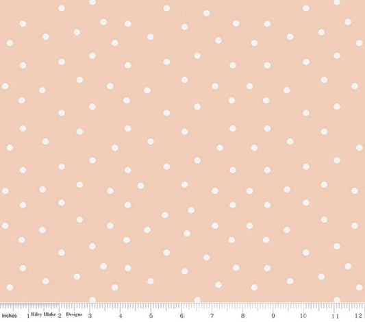Riley Blake - Sunflower Whispers - Blush Dots C16673-BLUSH Quilting Cotton Fabric by the HALF yard