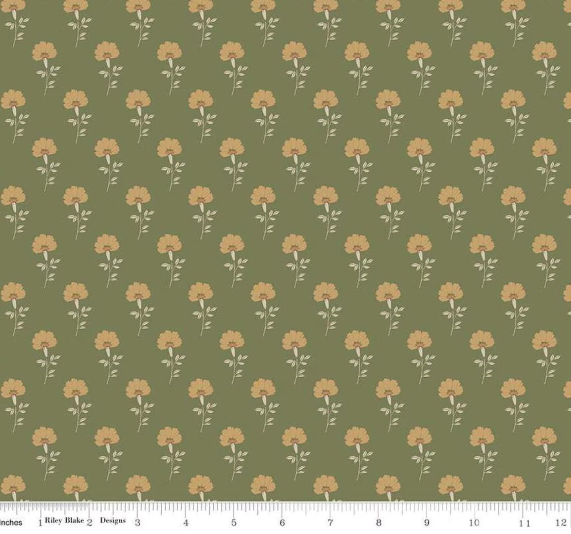 Riley Blake - Threads of Grace - Flora Green C16821-GREEN Quilting Cotton Fabric by the HALF Yard