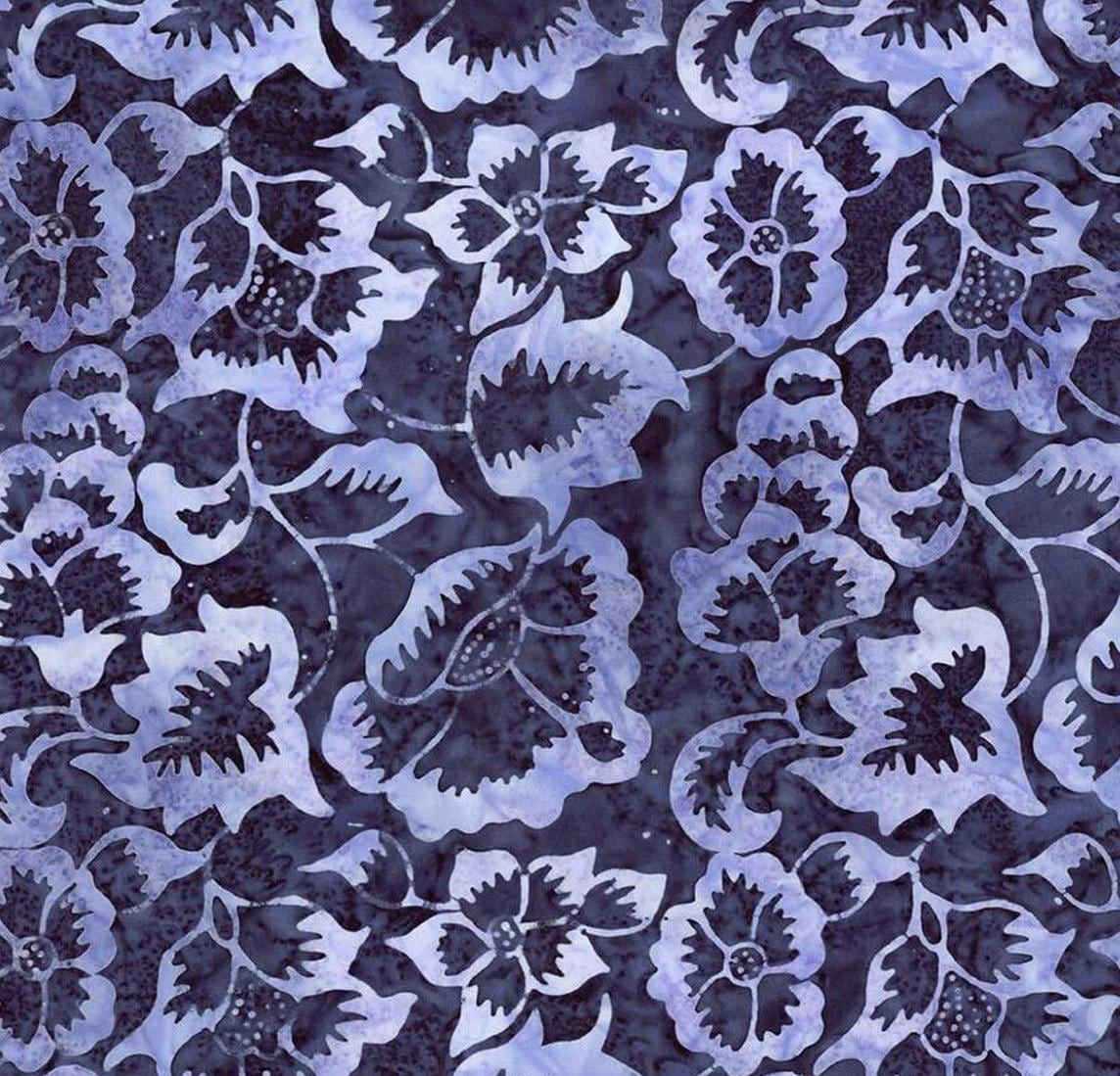 Riley Blake - Expressions Batiks Radiant Flourish Slate - Hand Dyed Batik Quilting fabric by the half yard BT23380-304