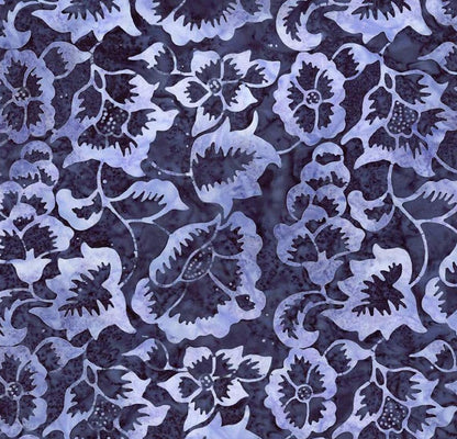 Riley Blake - Expressions Batiks Radiant Flourish Slate - Hand Dyed Batik Quilting fabric by the half yard BT23380-304