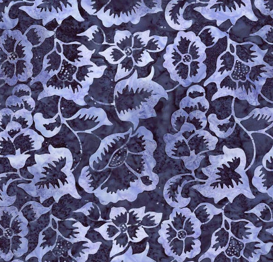 Riley Blake - Expressions Batiks Radiant Flourish Slate - Hand Dyed Batik Quilting fabric by the half yard BT23380-304