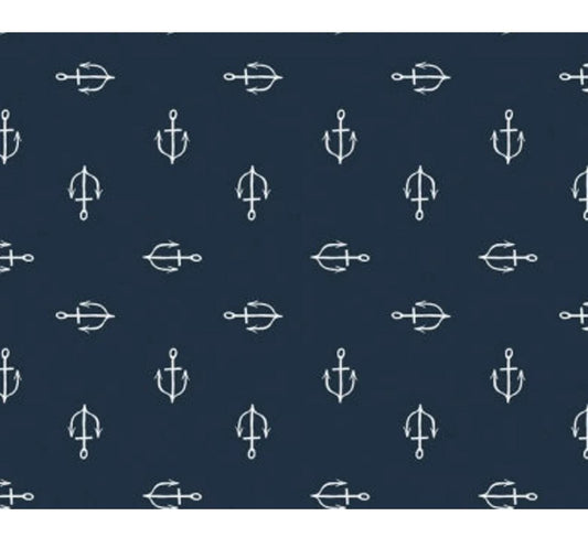 Dear Stella - Sink Or Swim - Anchors - Navy - 100% Quilting Cotton by the half yard - STELLA-SRR1058