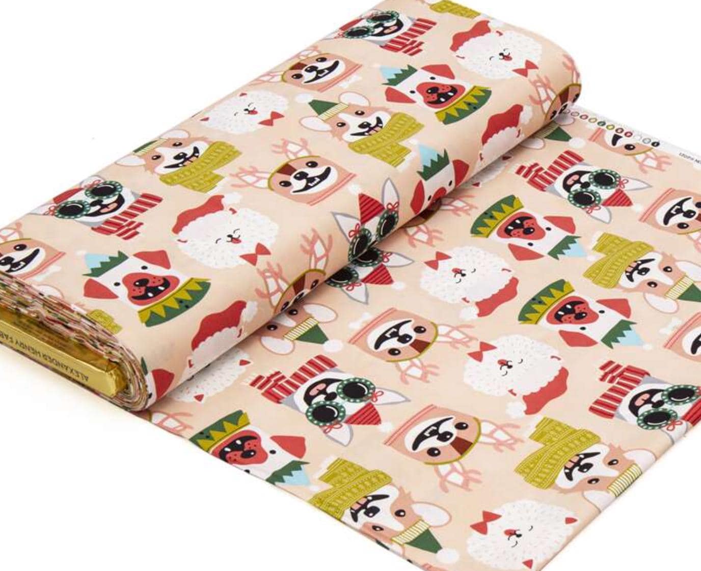 Alexander Henry - Canine Christmas - Blush - Fabric by the half yard