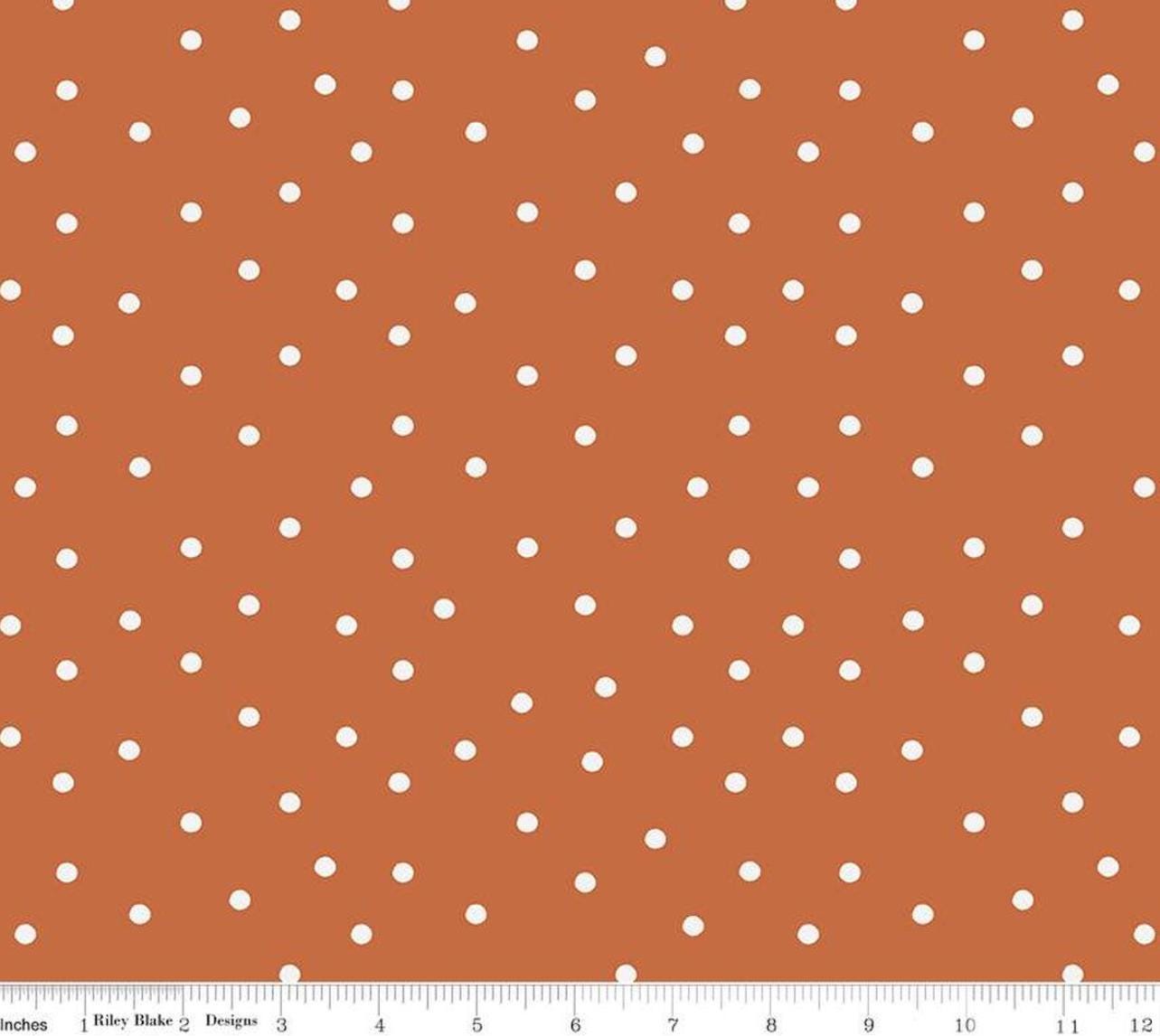 Riley Blake - Sunflower Whispers - Pumpkin Dots C16673-Pumpkin Quilting Cotton Fabric by the HALF Yard
