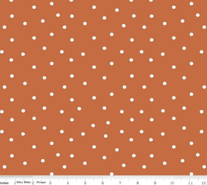 Riley Blake - Sunflower Whispers - Pumpkin Dots C16673-Pumpkin Quilting Cotton Fabric by the HALF Yard