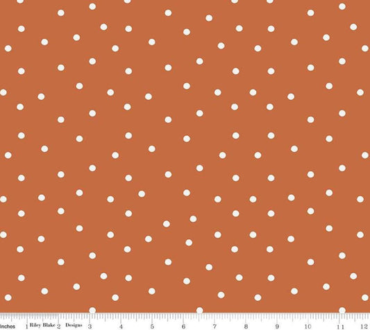 Riley Blake - Sunflower Whispers - Pumpkin Dots C16673-Pumpkin Quilting Cotton Fabric by the HALF Yard