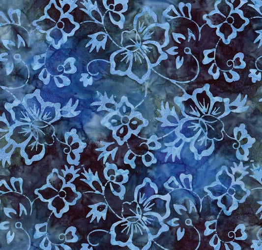 Riley Blake - Expressions Batiks Radiant Flourish Peacock - Hand Dyed Batik Quilting fabric by the half yard BT23384-306