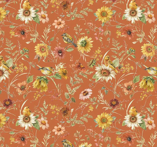 Riley Blake - Sunflower Whispers - Prairie Pumpkin CD16671-PUMPKIN Quilting Cotton Fabric by the HALF Yard