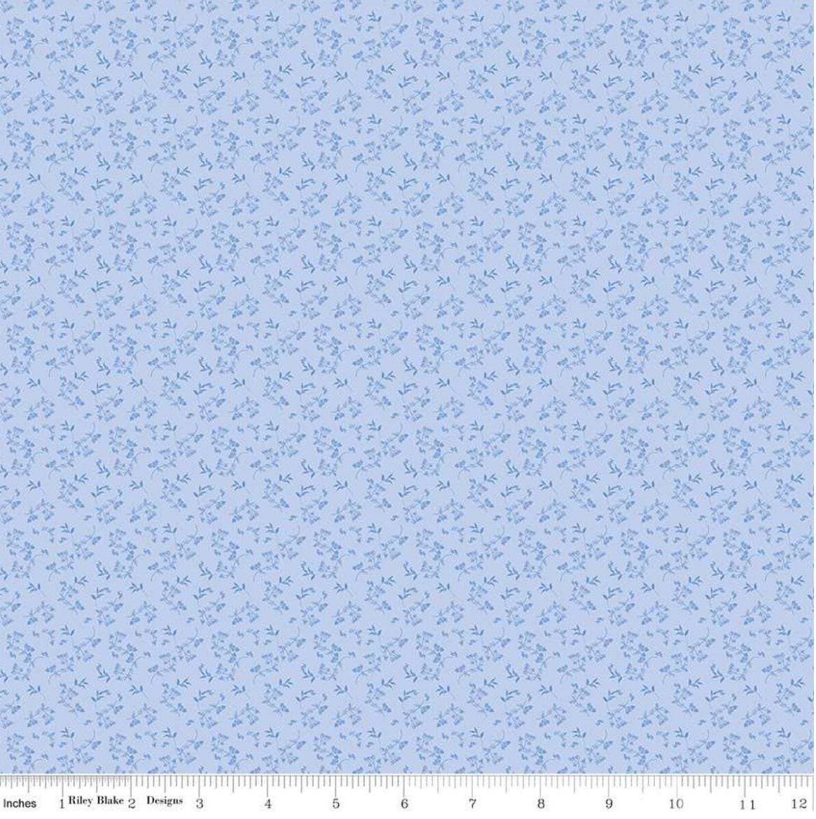 Riley Blake - Penelope - Mini Stems Sky - C16646-SKY Quilting Cotton Fabric by the HALF yard