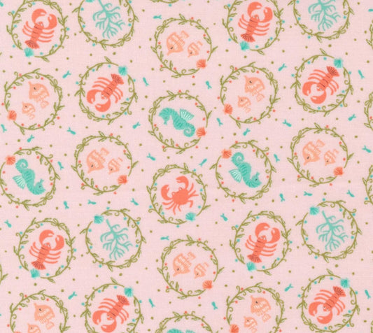 Moda - The Sea & Me - Sea Life - Pink Sand, Stacy Iest Hsu - Fabric by the Half Yard