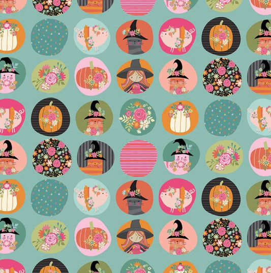 Poppie Cotton - Kitty Loves Candy - Fun Dots - Teal - KC23907 - Fabric by the half yard