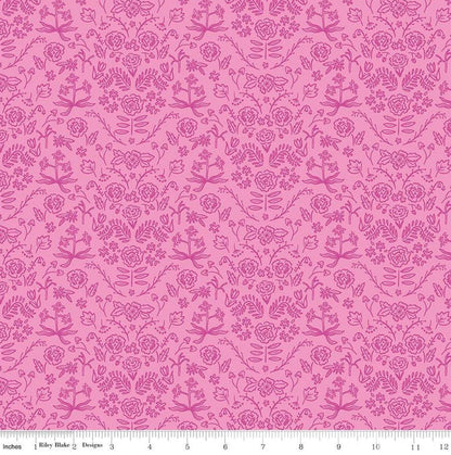 Riley Blake - Chloe Damask - Peony - C14523 - Fabric by the half yard