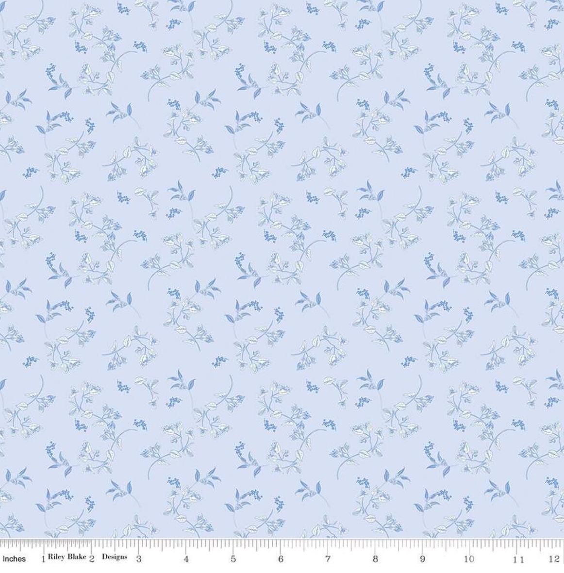 Riley Blake - Penelope - Stems Sky - C16641-SKY Quilting Cotton Fabric by the HALF yard