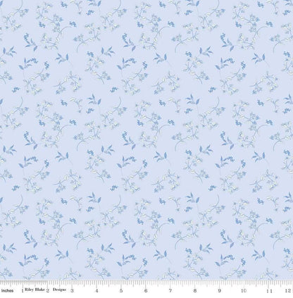 Riley Blake - Penelope - Stems Sky - C16641-SKY Quilting Cotton Fabric by the HALF yard