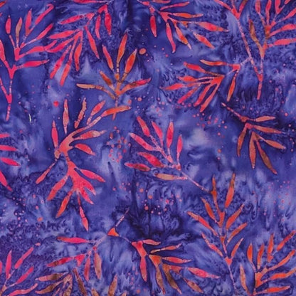 Batik Textiles - Purple Red Leaf - 4763 - Fabric by the half yard