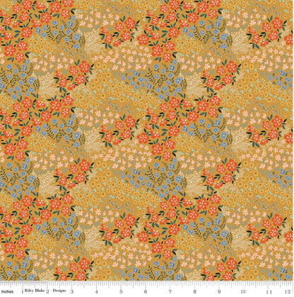 Riley Blake - Farmhouse Summer -  Floral - Gold by Echo Park Paper Co - C13632-GOLD - Fabric by the half yard