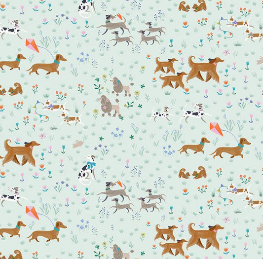 Dear Stella - Ruff Day - Friends Fur-Ever - Mint - Stella-D3028 Quilting Fabric by the Half Yard