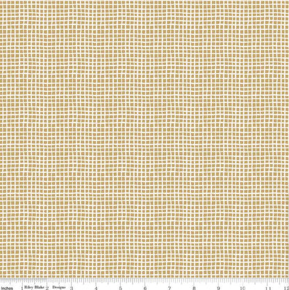 Riley Blake - Round The Mountain - Wonky Gingham - Curry - Fabric by the half yard