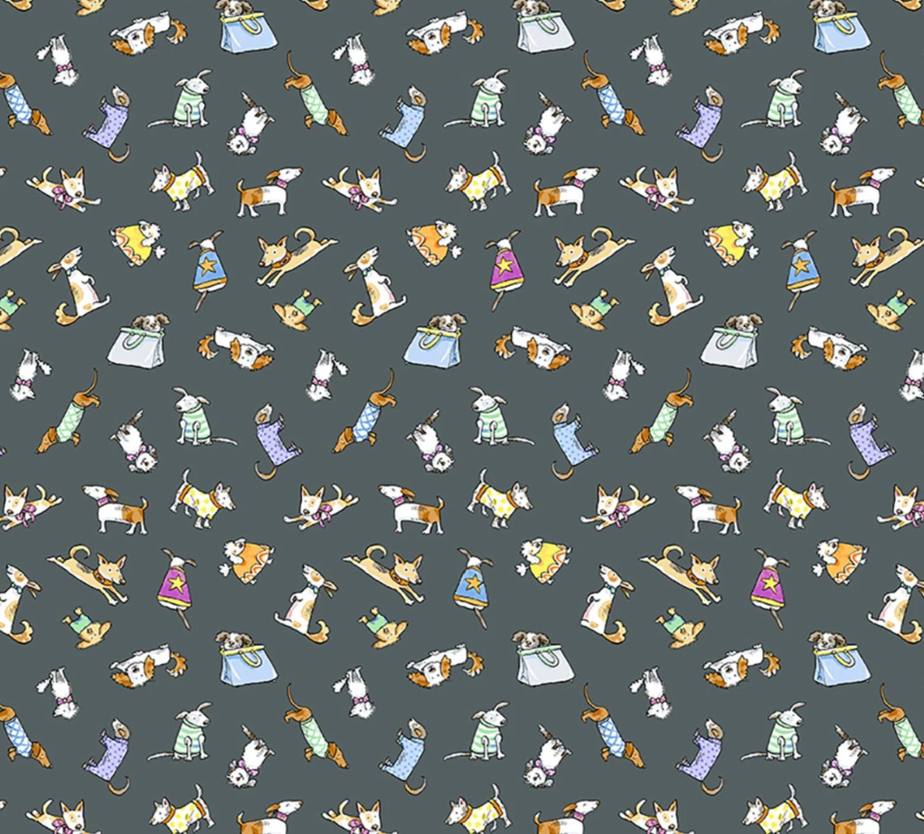 A Day In The Park Fabric Y3878-7 Dark Gray for Clothworks Fabrics