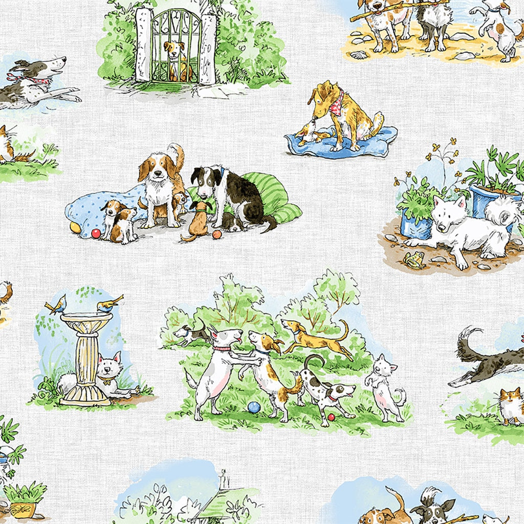A Day In The Park Fabric Y3877-116 Mist Gray for Clothworks Fabric