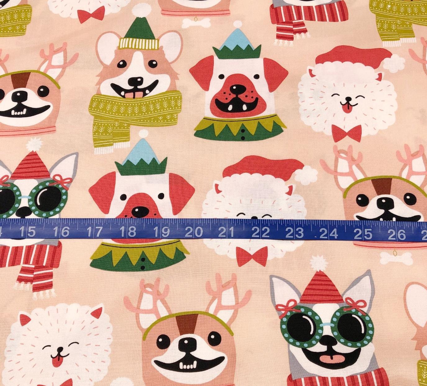 Alexander Henry Canine Christmas Blush Cotton Fabric