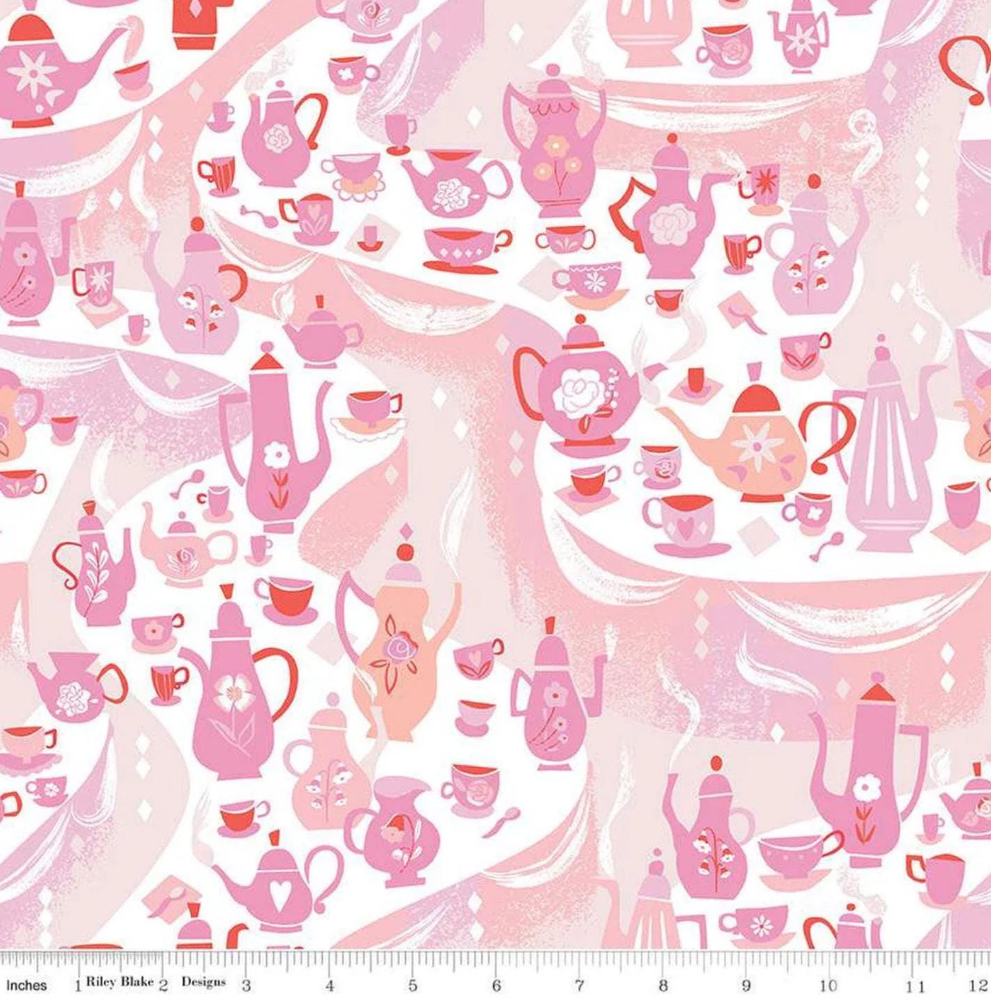 Alice in Wonderland Fabric: Tea Party Teapots, Riley Blake Designs Cotton