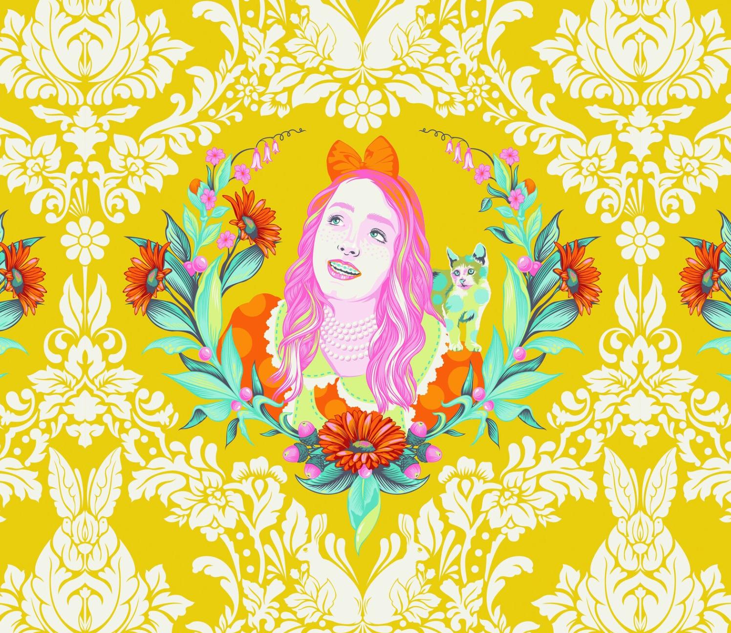 Alice Sugar, Curiouser and Curiouser, Tula Pink for Free Spirit Fabrics, Yellow