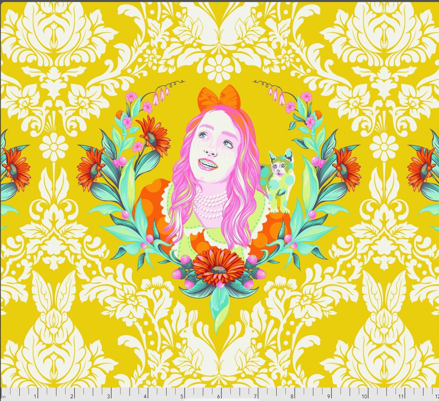 Alice Sugar, Curiouser and Curiouser, Tula Pink for Free Spirit Fabrics, Yellow