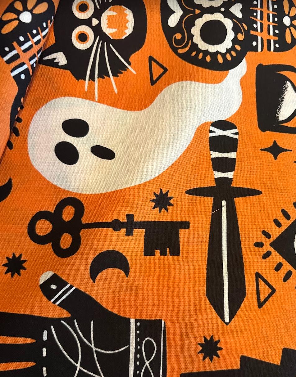 Alexander Henry - Incantation - Orange - Halloween - Quilting Fabric By the HALF YARD - 8951A